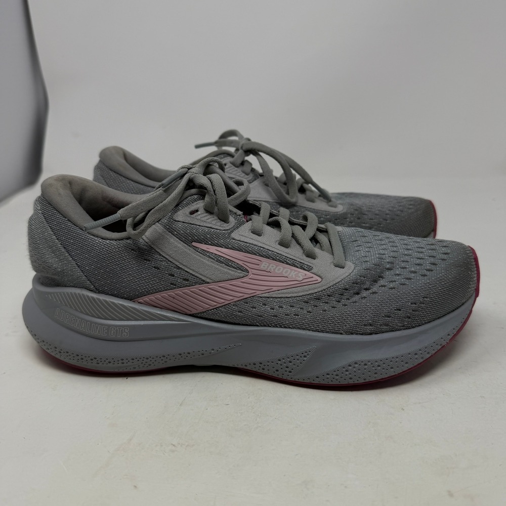 Brooks Running Shoes Womens 8.5 Adrenaline GTS 23 Grey Pink Stability EUC